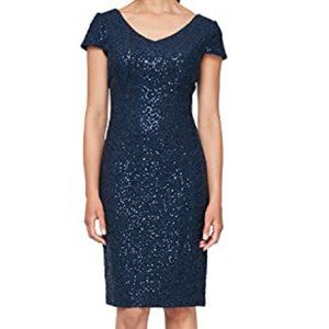 Alex Evenings Short Shift Knee Length Scoop Neck Dress NWT